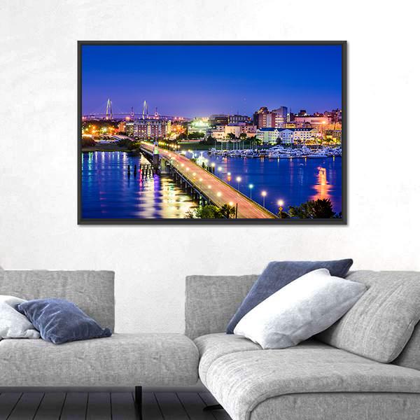 South Carolina Skyline Canvas Wall Art-3 Horizontal-Gallery Wrap-25" x 16"-Tiaracle