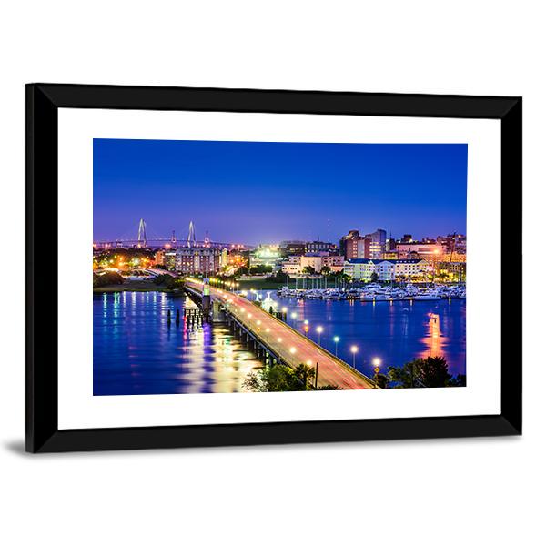 South Carolina Skyline Canvas Wall Art-3 Horizontal-Gallery Wrap-25" x 16"-Tiaracle