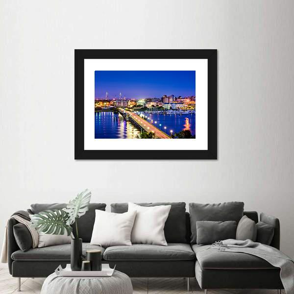 South Carolina Skyline Canvas Wall Art-3 Horizontal-Gallery Wrap-25" x 16"-Tiaracle