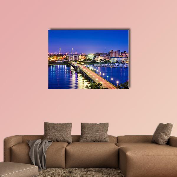 South Carolina Skyline Canvas Wall Art-1 Piece-Gallery Wrap-48" x 32"-Tiaracle