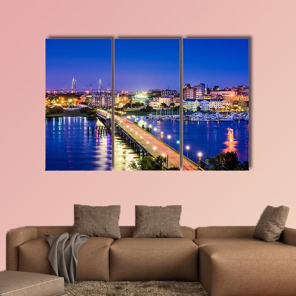 South Carolina Skyline Canvas Wall Art-5 Star-Gallery Wrap-62" x 32"-Tiaracle