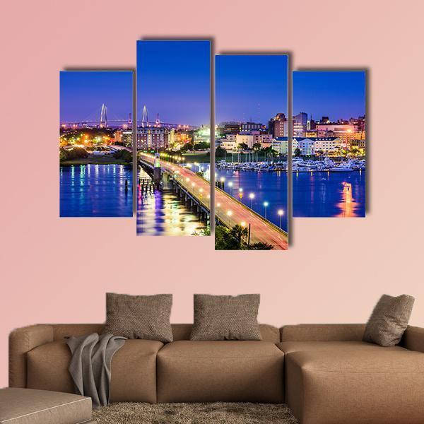 South Carolina Skyline Canvas Wall Art-4 Pop-Gallery Wrap-50" x 32"-Tiaracle
