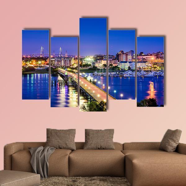 South Carolina Skyline Canvas Wall Art-5 Pop-Gallery Wrap-47" x 32"-Tiaracle