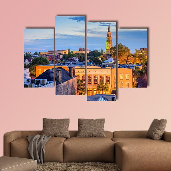 South Carolina Town Skyline Canvas Wall Art-4 Pop-Gallery Wrap-50" x 32"-Tiaracle