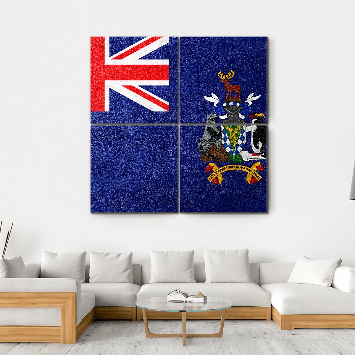 South Georgia And South Sandwich Island Flag Canvas Wall Art-4 Square-Gallery Wrap-17" x 17"-Tiaracle