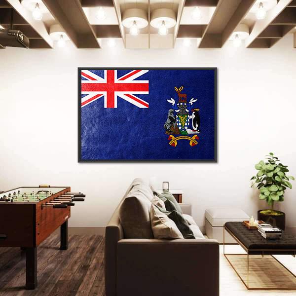 South Georgia And South Sandwich Island Flag Canvas Wall Art-5 Horizontal-Gallery Wrap-22" x 12"-Tiaracle