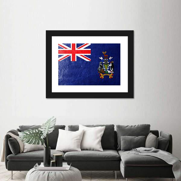 South Georgia And South Sandwich Island Flag Canvas Wall Art-5 Horizontal-Gallery Wrap-22" x 12"-Tiaracle