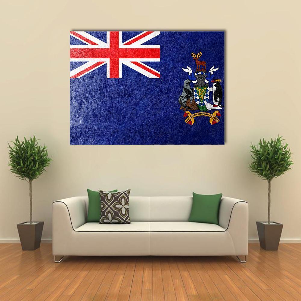 South Georgia and South Sandwich Islands Flag Canvas Wall Art in white, red and blue, single panel hung on a wall