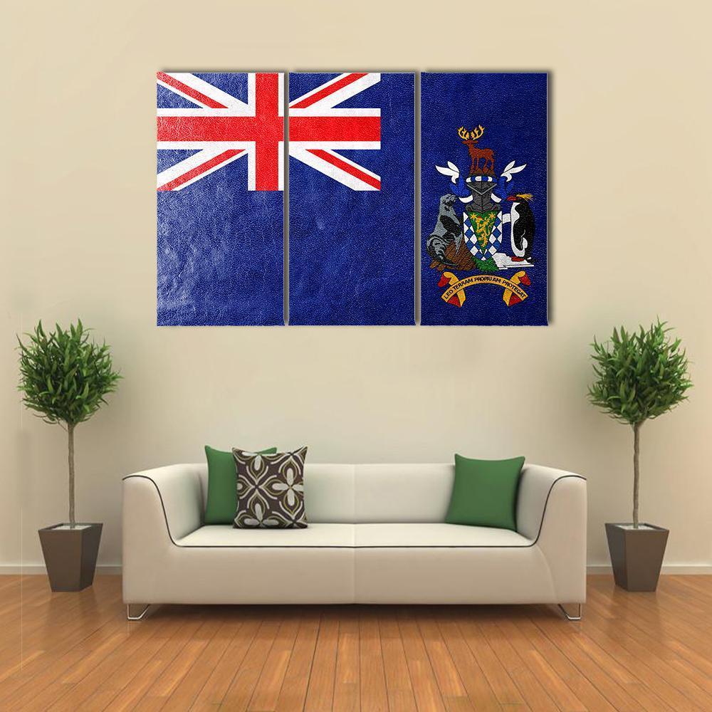 South Georgia And South Sandwich Island Flag Canvas Wall Art-3 Horizontal-Gallery Wrap-37" x 24"-Tiaracle