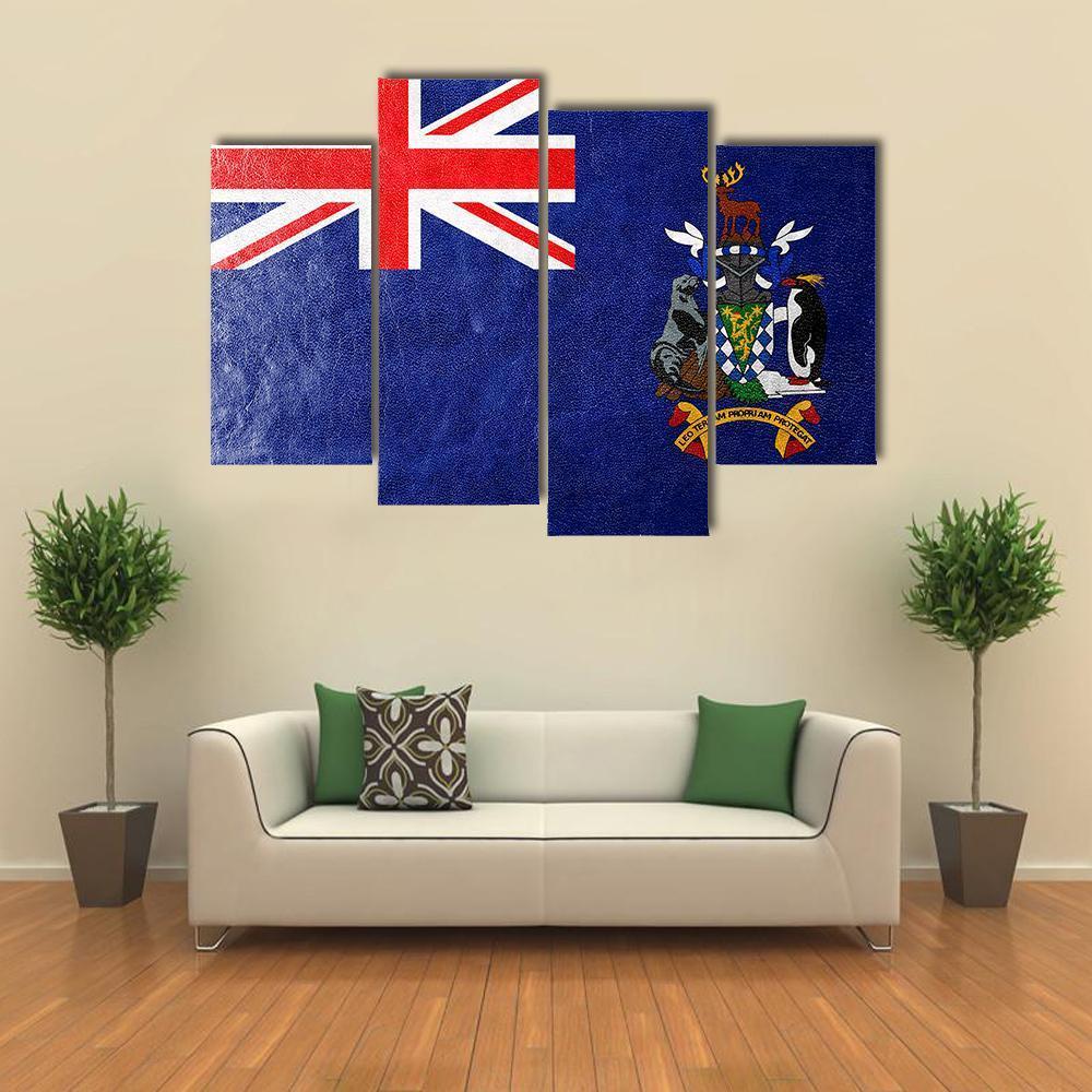 South Georgia And South Sandwich Island Flag Canvas Wall Art-4 Pop-Gallery Wrap-50" x 32"-Tiaracle