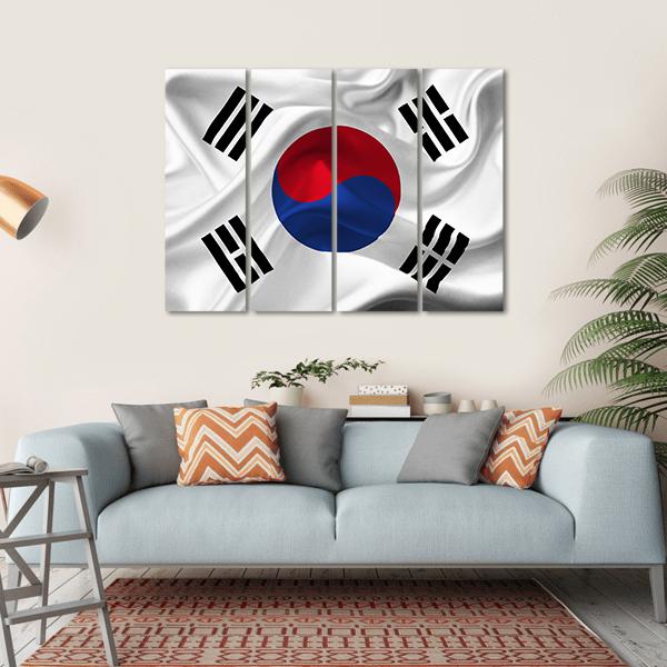 South Korea Waving Flag Canvas Wall Art-4 Horizontal-Gallery Wrap-34" x 24"-Tiaracle
