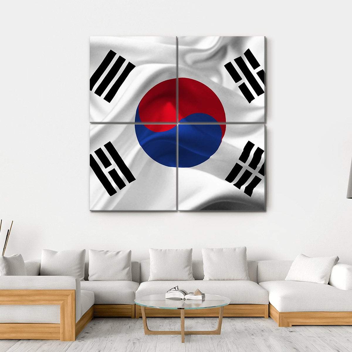 South Korea Waving Flag Canvas Wall Art-4 Square-Gallery Wrap-17" x 17"-Tiaracle
