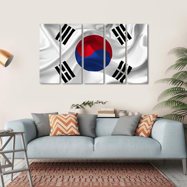 South Korea Waving Flag Canvas Wall Art-5 Horizontal-Gallery Wrap-22" x 12"-Tiaracle
