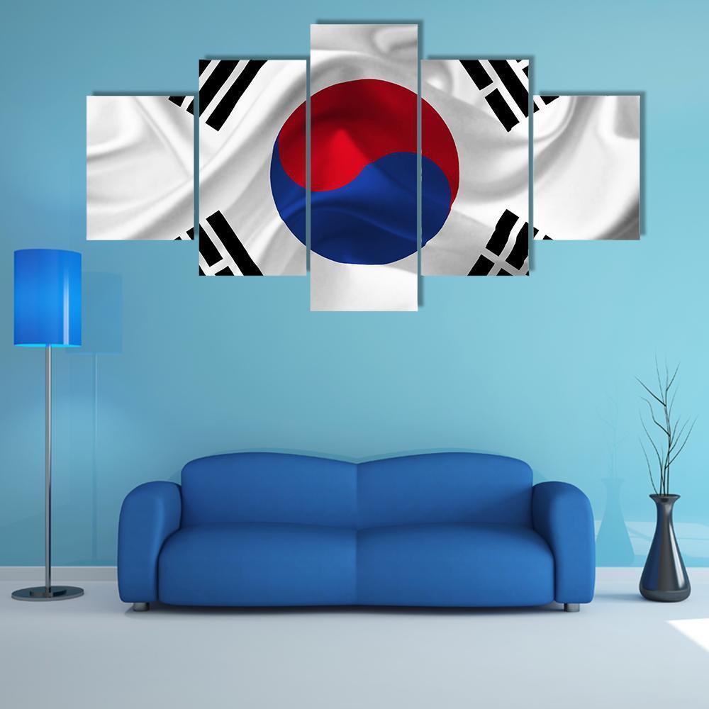 South Korea Waving Flag Canvas Wall Art-5 Star-Gallery Wrap-62" x 32"-Tiaracle