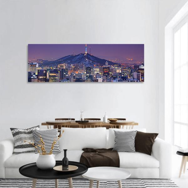 Skyline Of Seoul Panoramic Canvas Wall Art-1 Piece-36" x 12"-Tiaracle