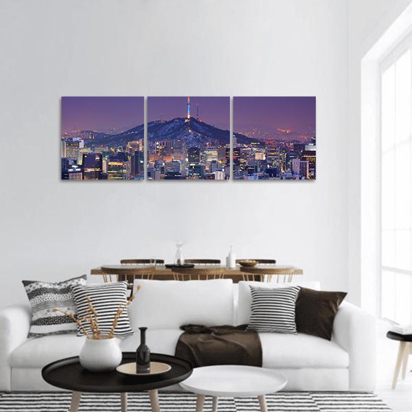 Skyline Of Seoul Panoramic Canvas Wall Art-3 Piece-25" x 08"-Tiaracle