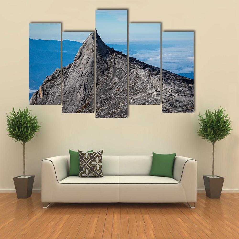 South Peak Of Kinabalu Mountain Canvas Wall Art-5 Pop-Gallery Wrap-47" x 32"-Tiaracle