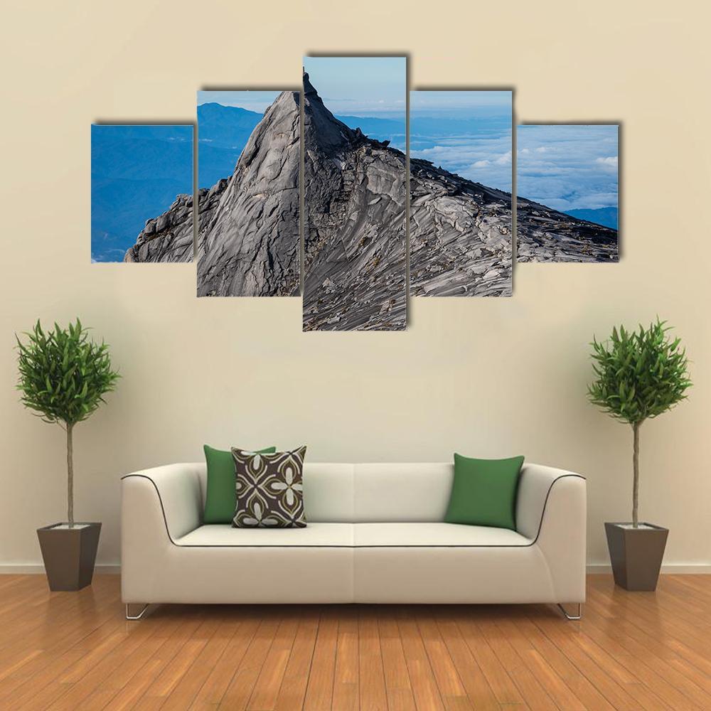 South Peak Of Kinabalu Mountain Canvas Wall Art-5 Star-Gallery Wrap-62" x 32"-Tiaracle