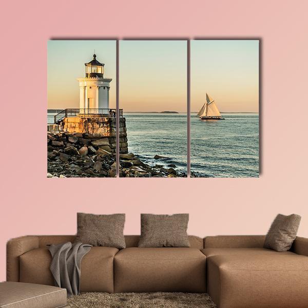 South Portland Bug Light Canvas Wall Art-3 Horizontal-Gallery Wrap-37" x 24"-Tiaracle