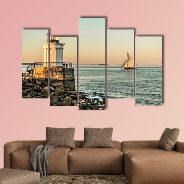 South Portland Bug Light Canvas Wall Art-5 Pop-Gallery Wrap-47" x 32"-Tiaracle
