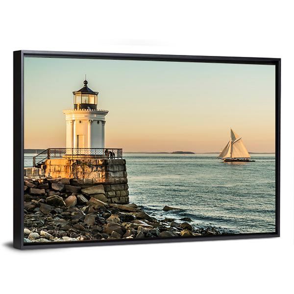 South Portland Bug Light Canvas Wall Art-3 Horizontal-Gallery Wrap-25" x 16"-Tiaracle