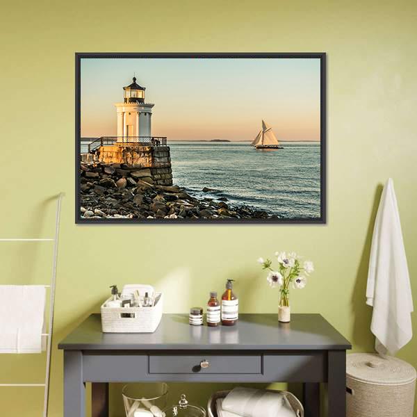 South Portland Bug Light Canvas Wall Art-1 Piece-Floating Frame-24" x 16"-Tiaracle