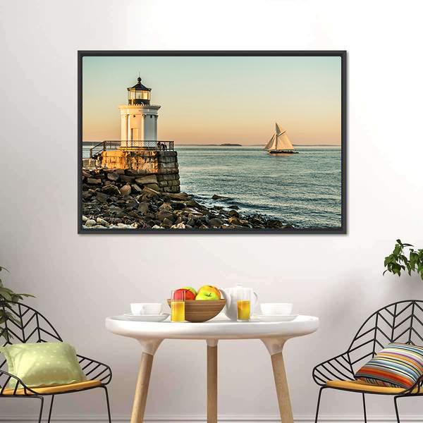 South Portland Bug Light Canvas Wall Art-3 Horizontal-Gallery Wrap-25" x 16"-Tiaracle