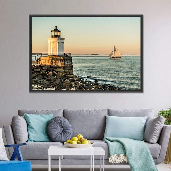 South Portland Bug Light Canvas Wall Art-3 Horizontal-Gallery Wrap-25" x 16"-Tiaracle