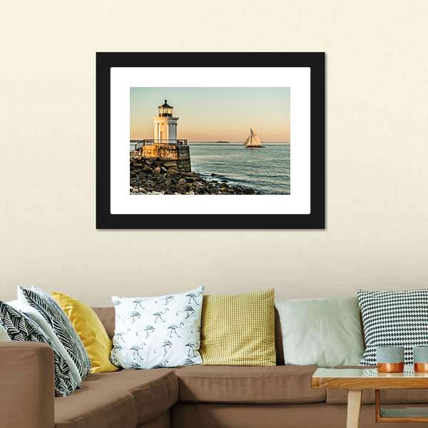 South Portland Bug Light Canvas Wall Art-3 Horizontal-Gallery Wrap-25" x 16"-Tiaracle