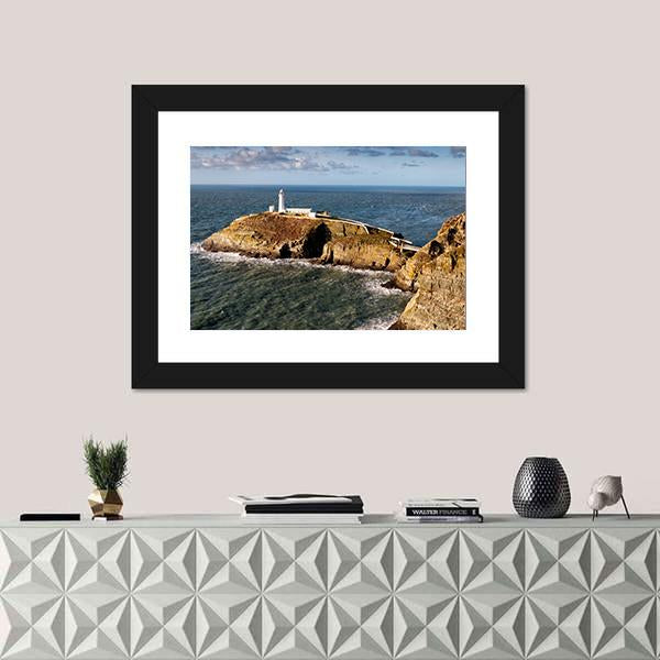 South Stack Lighthouse On Anglesey Canvas Wall Art-1 Piece-Framed Print-20" x 16"-Tiaracle