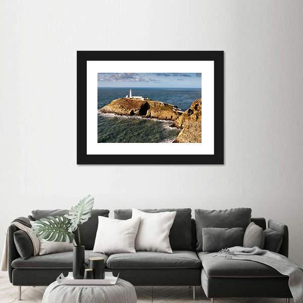 South Stack Lighthouse On Anglesey Canvas Wall Art-3 Horizontal-Gallery Wrap-25" x 16"-Tiaracle