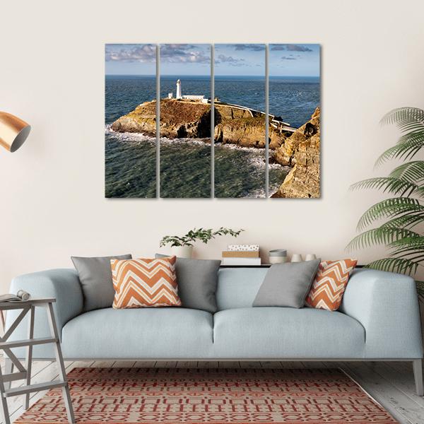 South Stack Lighthouse On Anglesey Canvas Wall Art-4 Horizontal-Gallery Wrap-34" x 24"-Tiaracle