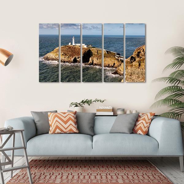 South Stack Lighthouse On Anglesey Canvas Wall Art-5 Horizontal-Gallery Wrap-22" x 12"-Tiaracle