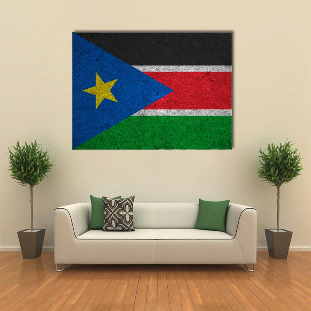 South Sudan Flag Canvas Wall Art-4 Horizontal-Gallery Wrap-34" x 24"-Tiaracle