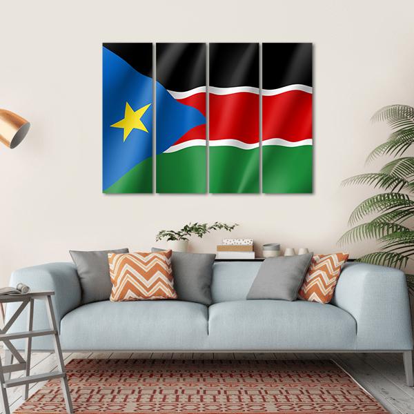 South Sudan Flag Canvas Wall Art-4 Horizontal-Gallery Wrap-34" x 24"-Tiaracle