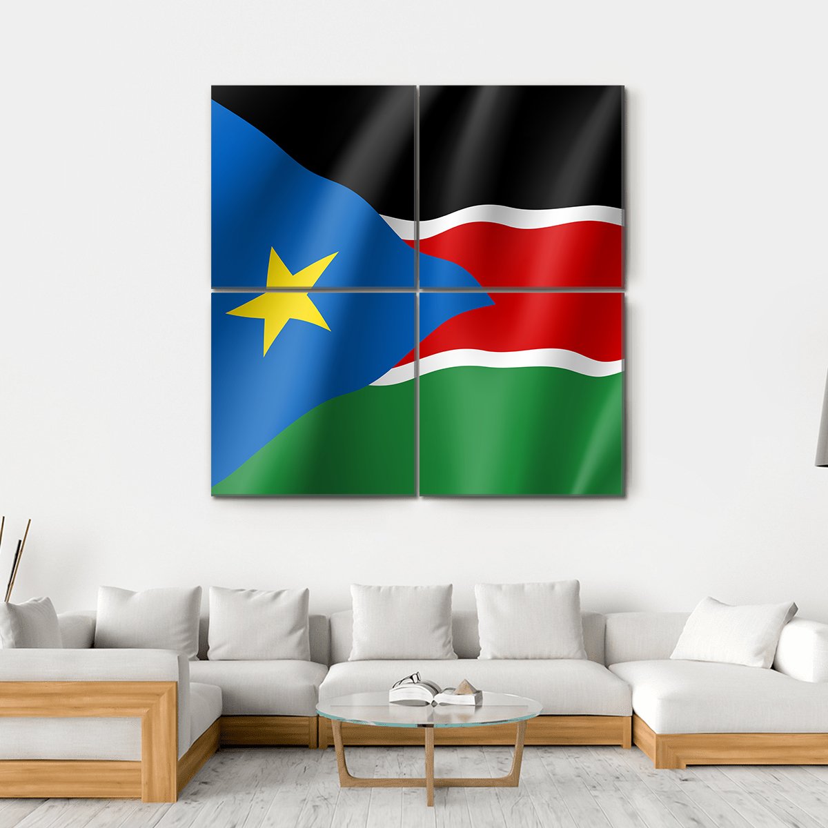 South Sudan Flag Canvas Wall Art-4 Square-Gallery Wrap-17" x 17"-Tiaracle