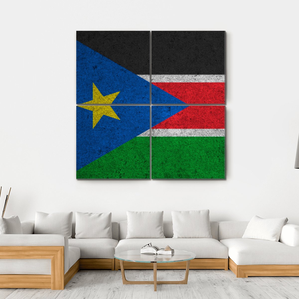 South Sudan Flag Canvas Wall Art-4 Square-Gallery Wrap-17" x 17"-Tiaracle