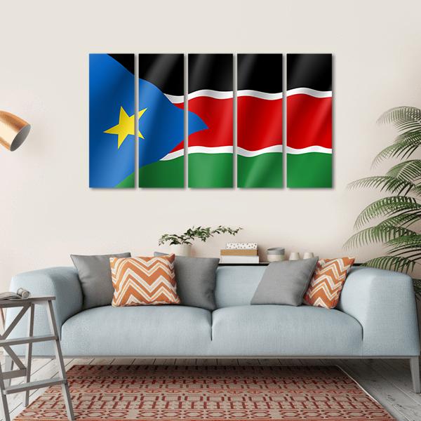 South Sudan Flag Canvas Wall Art-5 Horizontal-Gallery Wrap-22" x 12"-Tiaracle