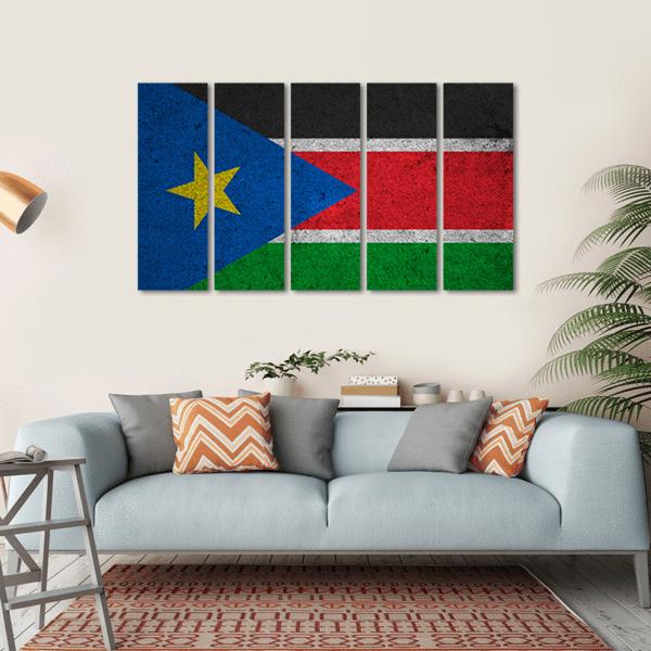 South Sudan Flag Canvas Wall Art-5 Horizontal-Gallery Wrap-22" x 12"-Tiaracle