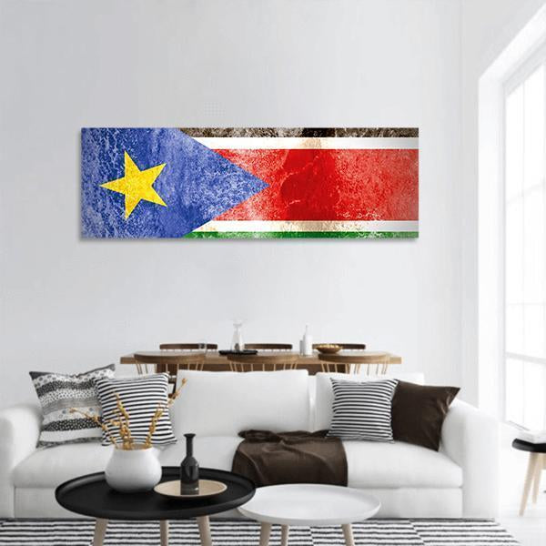 South Sudan Flag Panoramic Canvas Wall Art-1 Piece-36" x 12"-Tiaracle