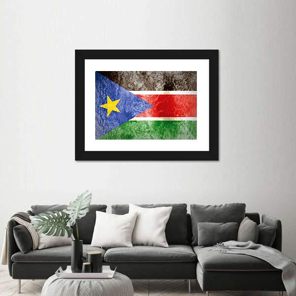 South Sudan Flag Panoramic Canvas Wall Art-1 Piece-36" x 12"-Tiaracle