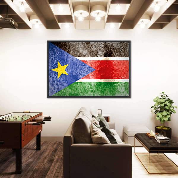 South Sudan Flag Panoramic Canvas Wall Art-1 Piece-36" x 12"-Tiaracle