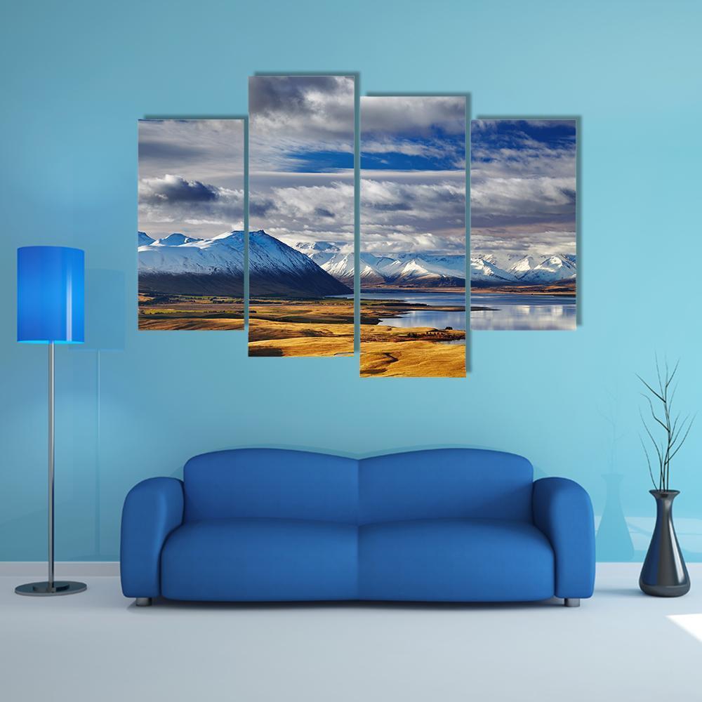 Southern Alps And Lake Tekapo Canvas Wall Art-4 Pop-Gallery Wrap-50" x 32"-Tiaracle