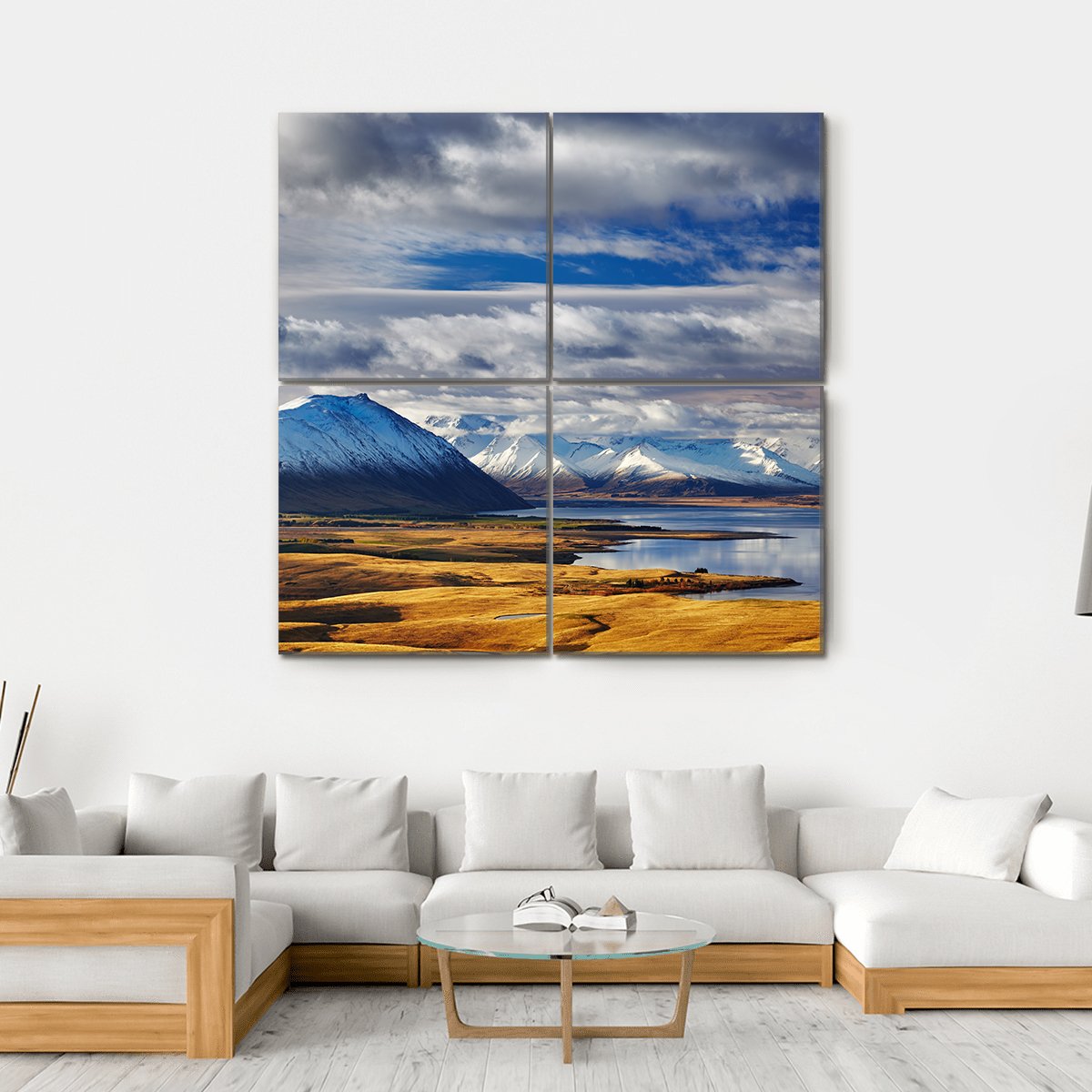 Southern Alps And Lake Tekapo Canvas Wall Art-4 Square-Gallery Wrap-17" x 17"-Tiaracle