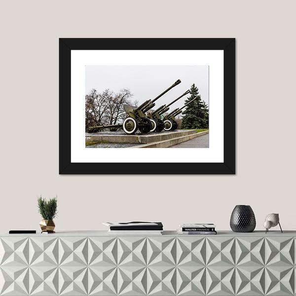 Soviet Cannon In A Park In Ukraine Canvas Wall Art-1 Piece-Framed Print-20" x 16"-Tiaracle
