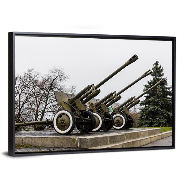 Soviet Cannon In A Park In Ukraine Canvas Wall Art-3 Horizontal-Gallery Wrap-25" x 16"-Tiaracle