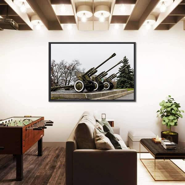 Soviet Cannon In A Park In Ukraine Canvas Wall Art-3 Horizontal-Gallery Wrap-25" x 16"-Tiaracle