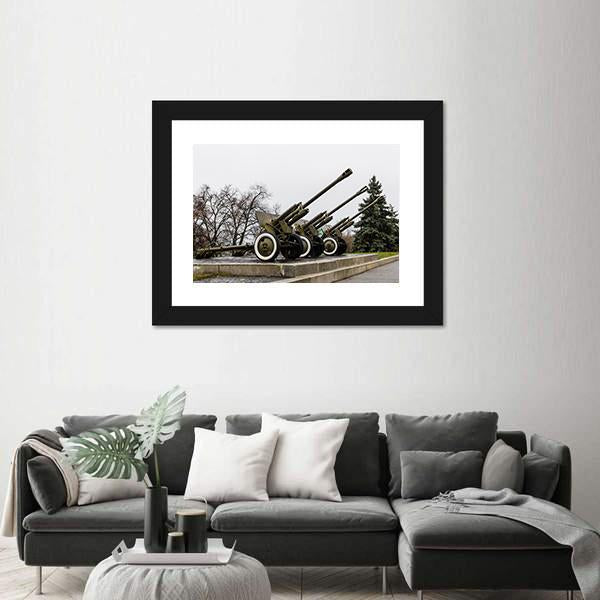 Soviet Cannon In A Park In Ukraine Canvas Wall Art-3 Horizontal-Gallery Wrap-25" x 16"-Tiaracle