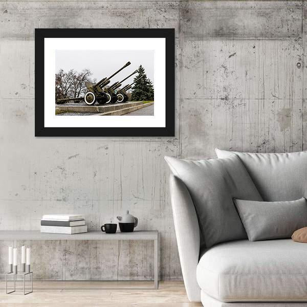 Soviet Cannon In A Park In Ukraine Canvas Wall Art-3 Horizontal-Gallery Wrap-25" x 16"-Tiaracle