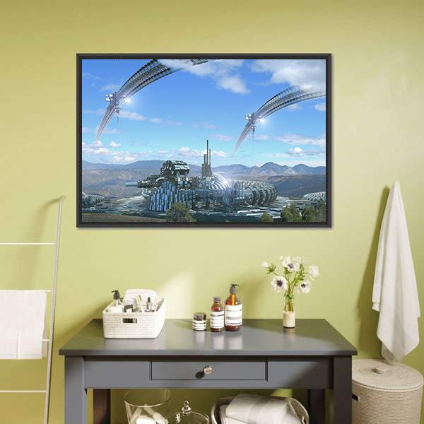 Space Elevators &amp; Wheels Canvas Wall Art-1 Piece-Floating Frame-24" x 16"-Tiaracle